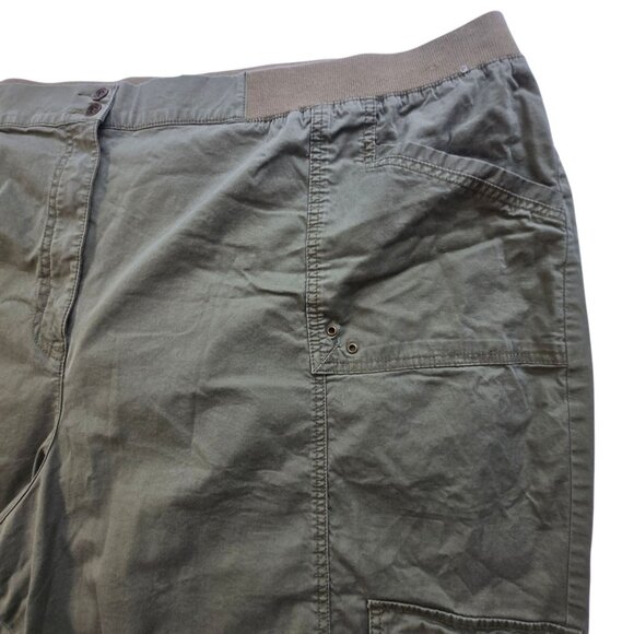 Liz & Me Womens 5X Olive Green Cargo Capri Pants Elastic Waistband Pockets - Picture 8 of 15